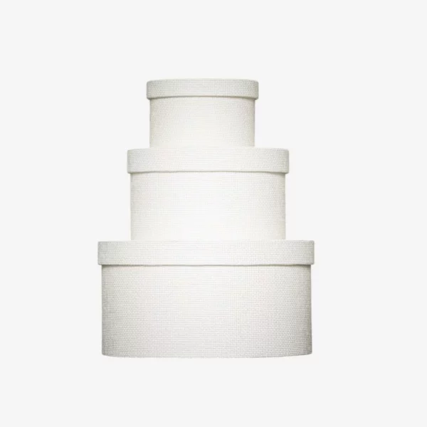 Set 3 Boîtes rondes carton tissée blanc