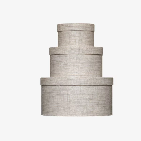 Set 3 Boîtes rondes carton tissée blanc